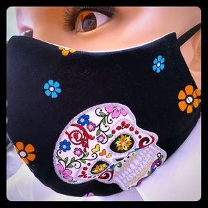 Scull 3 layered cotton face mask *handcrafted NEW